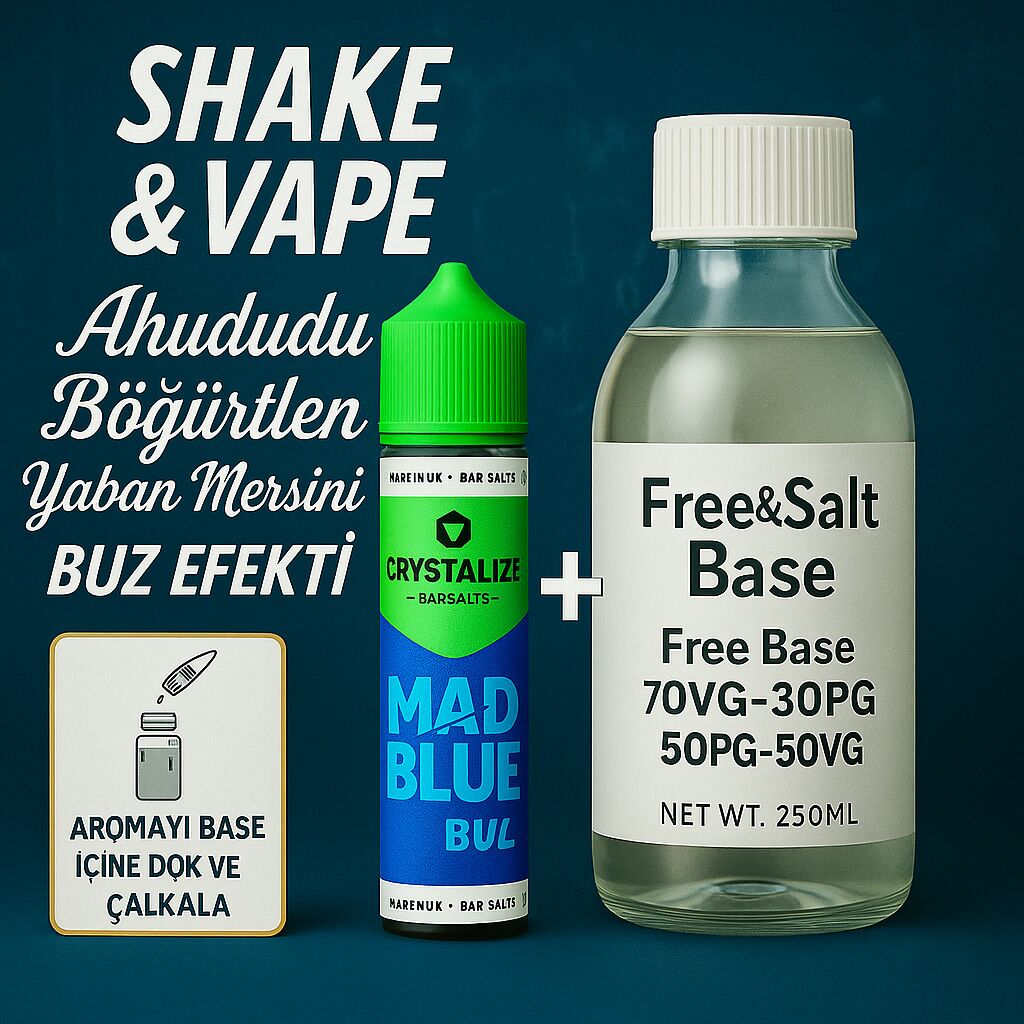 Crystalize - mad blue 30ml+250ml shake&vape diy base kit - görsel 1